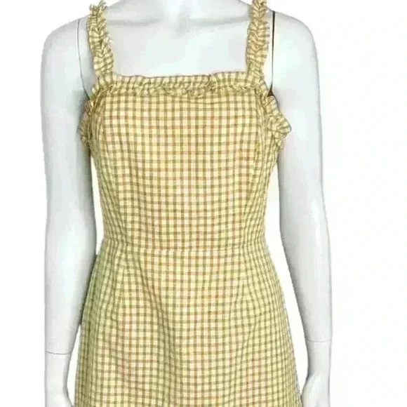 Lost+Wander Yellow Mimosa Ruffled Gingham Sleeveless Mini Dress - Picture 6 of 12